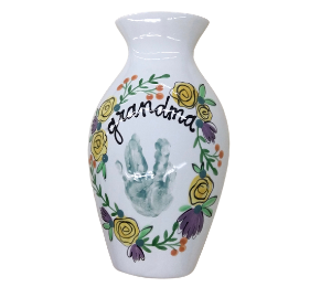 Highland Village Floral Handprint Vase