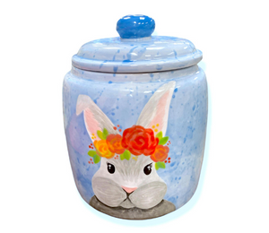 Highland Village Watercolor Bunny Jar