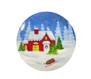 Highland Village Christmas Cabin Plate